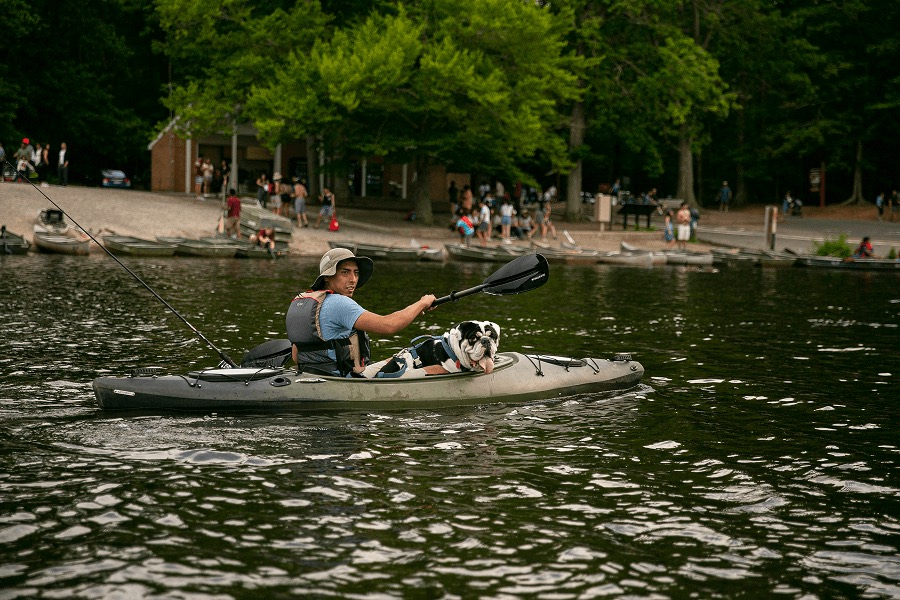 Kayaker on a calm lake