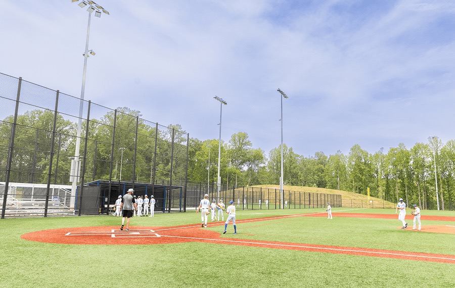 Youth baseball players on the field