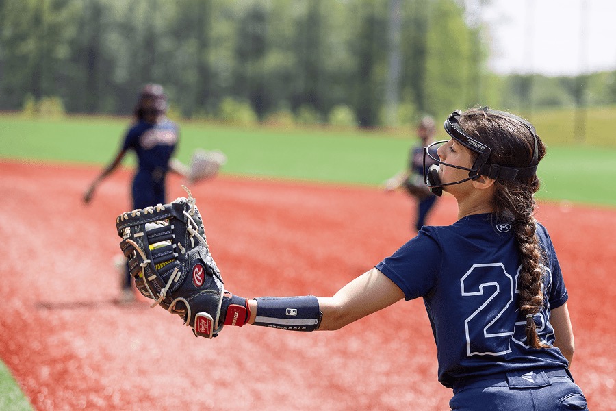 Softball catcher in gear