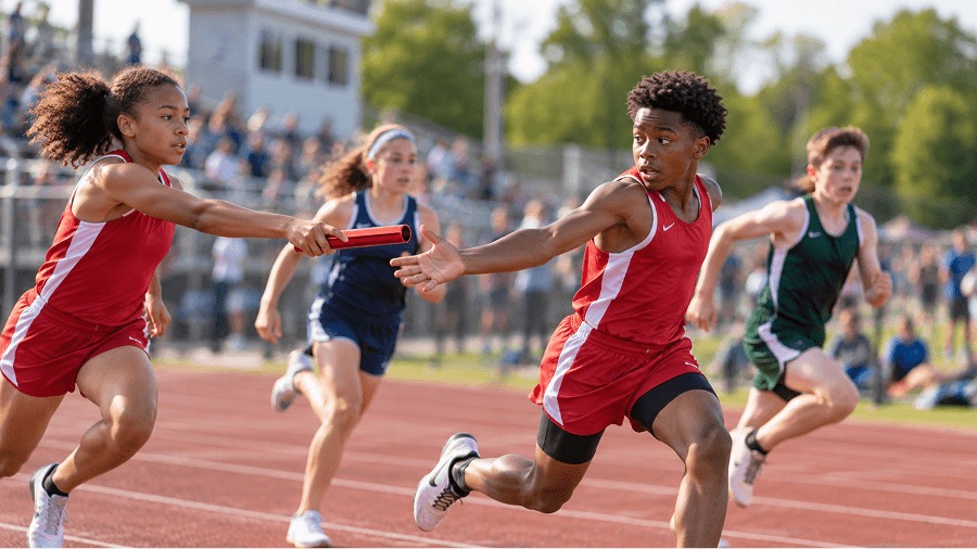 Relay handoff on the track